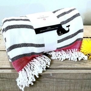 Striped Throw Blanket Vineyard Vines Navy Red Whit